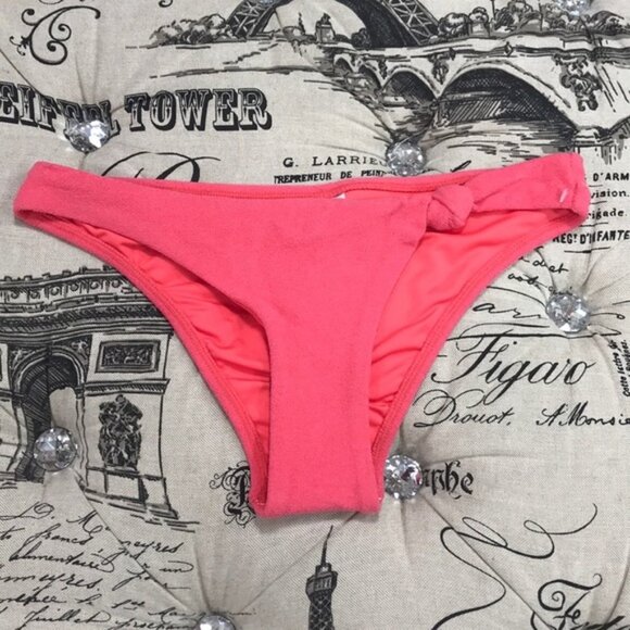 TOPSHOP Coral Velour Knot Bikini Bottoms - Picture 4 of 8